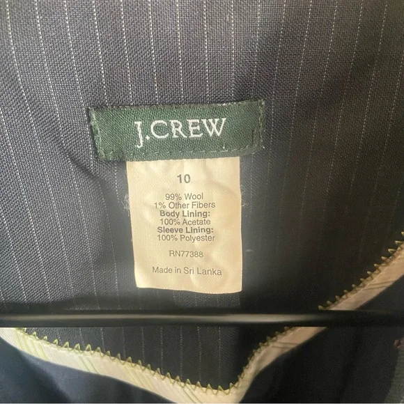 J. CREW Wool Pinstripe Blazer Jacket Black Grey 10